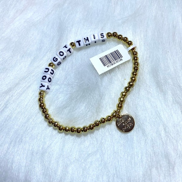 NWT Little Words Project 14k Gold Waterproof ‘You Got This’ Beaded Bracelet S/M - Picture 11 of 16